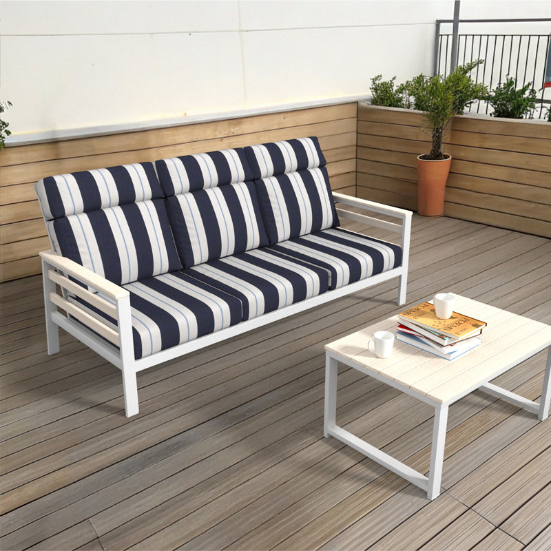 Townsend Metal Outdoor Sofa With Sunbrella Cushion, White