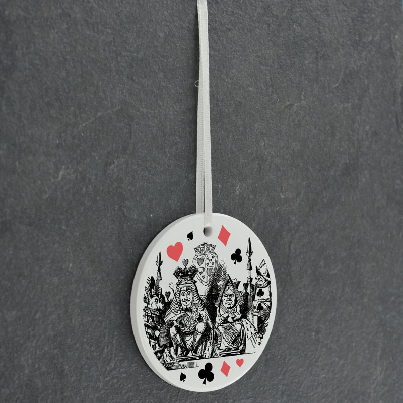 King and Queen Alice In Wonderland Circle Shaped Ceramic Ornament Bauble