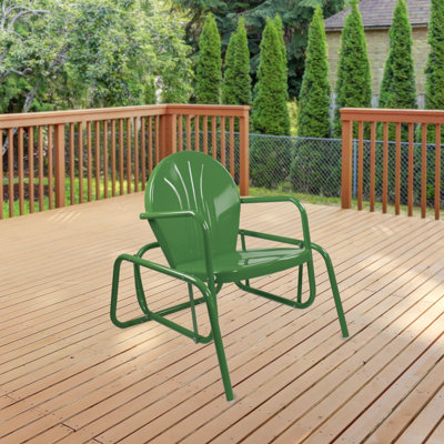 Outdoor Retro Metal Tulip Glider Patio Chair by George Oliver