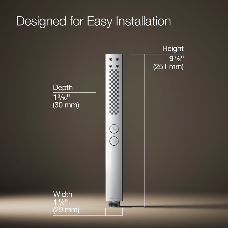 Shift + Square Two-Function Handshower, Multi-Function Handheld Shower Head, 2.5 GPM, Polished Chrome