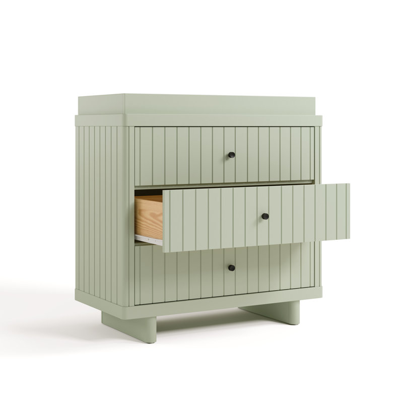 Kyoto Wood 3-Drawer Dresser with Topper, Sage