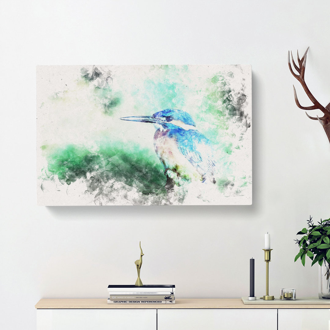 The Kingfisher Bird Looking West - Wrapped Canvas