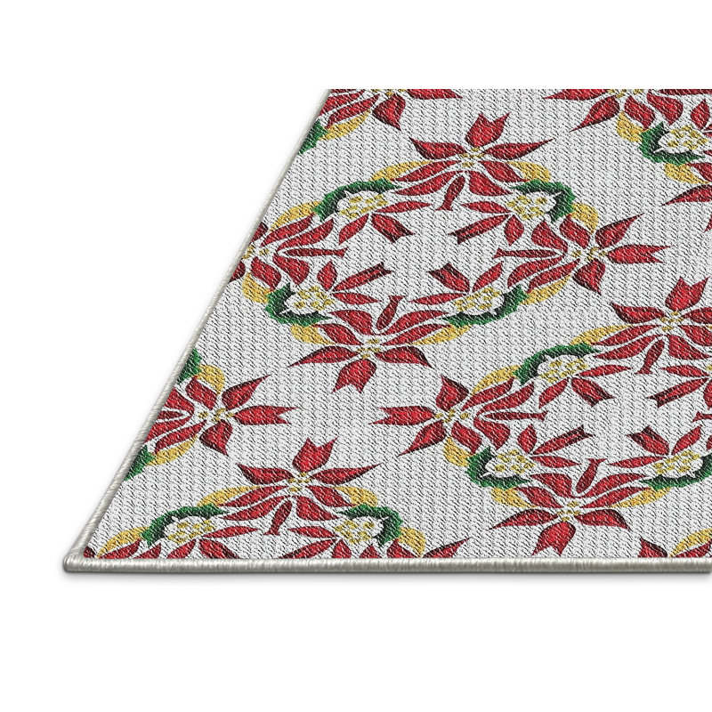 Rouge/vert/jaune Tapis décoratif à motifs, Rectangle 6 pi x 9 pi