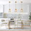 Luminaire suspendu doré pour îlot de cuisine, luminaires suspendus en laiton avec verre ensemencé pour salle à manger, vestibule
