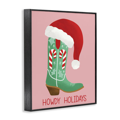 Howdy Holidays Boot & Hat Framed Giclee Art, design by Taylor Shannon Designs