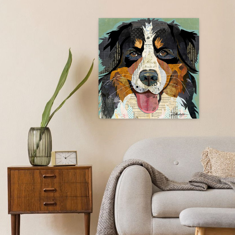 Bernese Contemporary Dog Art, 24" H x 24" W