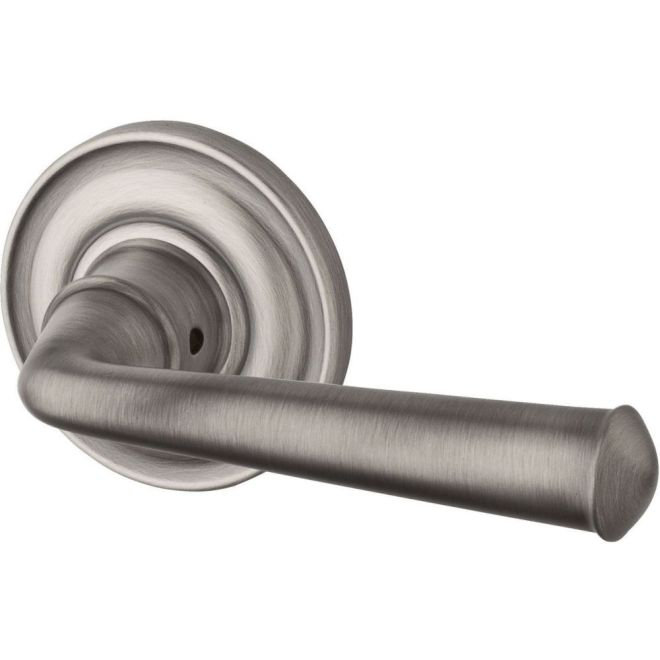 Federal Passage Door Lever with Traditional Round Rose, Right, Polished Nickel
