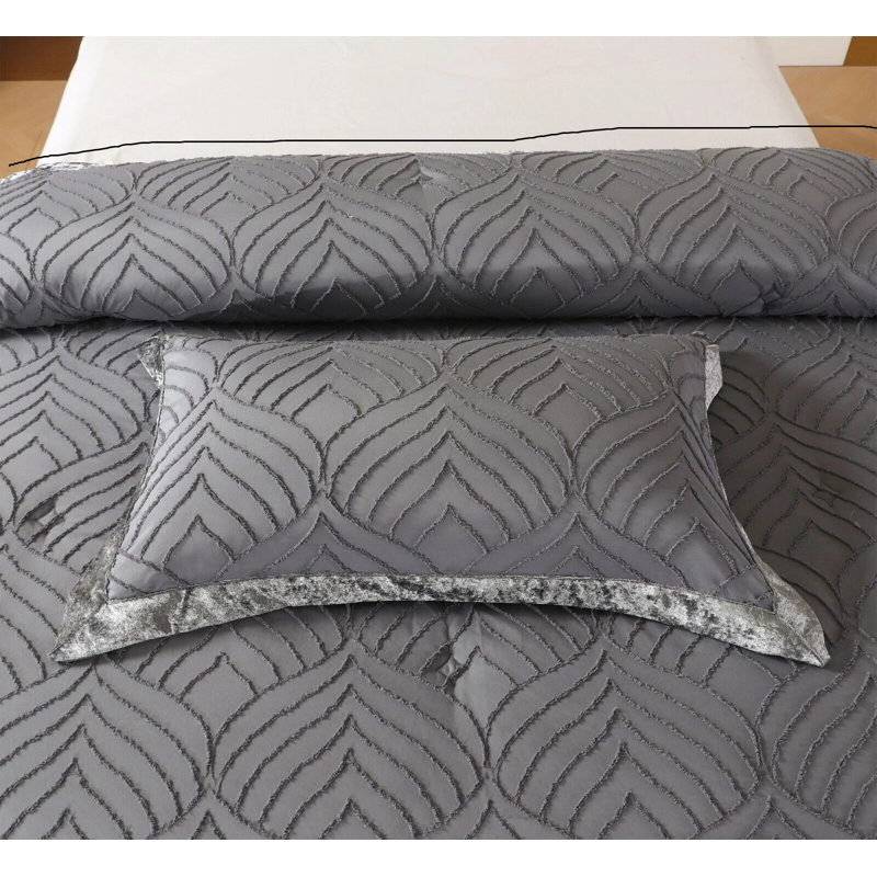 Microfiber Bedspread with Pillow Shams Included, Grey