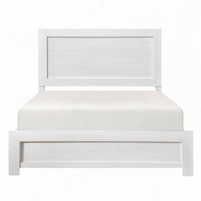 Wooden White Finish Panel Bed