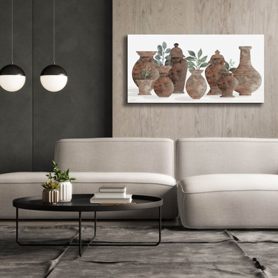 Toile épique Graffiti «Clay Pots Still Life» par Cindy Jacobs, 60 po x 30 po