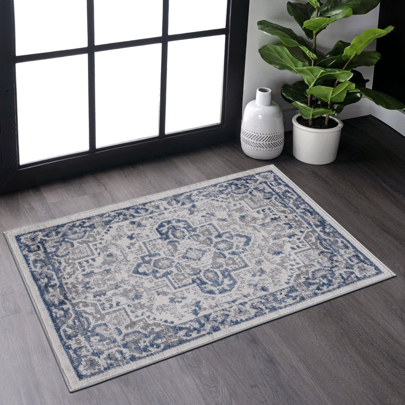 Tapis oriental de style oriental et résistant aux taches, Rectangulaire 2 pi x 3 pi
