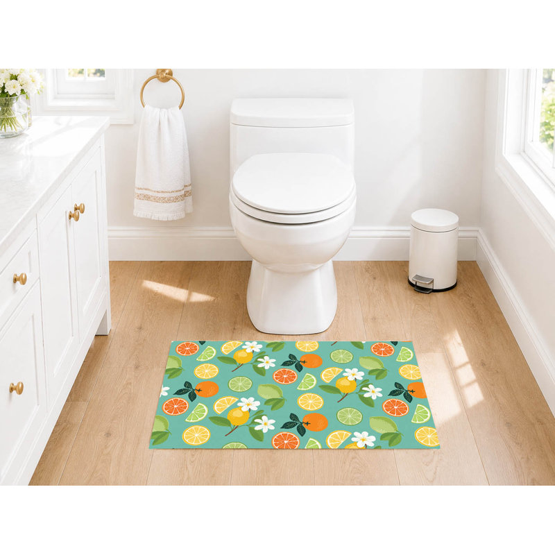 Tapis de toilette rectangulaire absorbant et antidérapant Sunny Citrus, 34" W x 21" L, Pink Floral