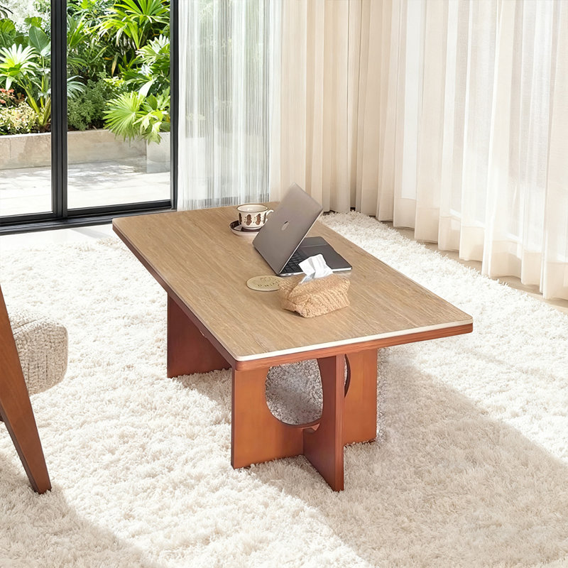 Table basse ronde en bois massif, H 16,93 po x L 38,98 po x l 19,29 po