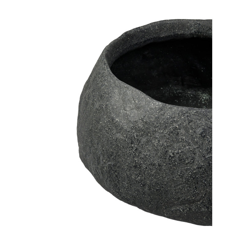 Latitude Run® Black Terrarock Artisan Bowl, Durable Indoor/Outdoor Plant Pot, Rustic Texture For Succulents, Cactus, Gardens, Patios, Home, And Office Decor, 11" Diameter & 8" Tall