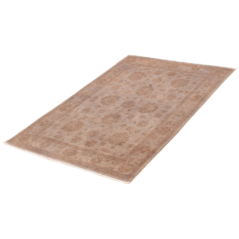 Tapis gris clair en laine noué à la main de conception unique 4 pi 6 po x 6 pi 8 po
