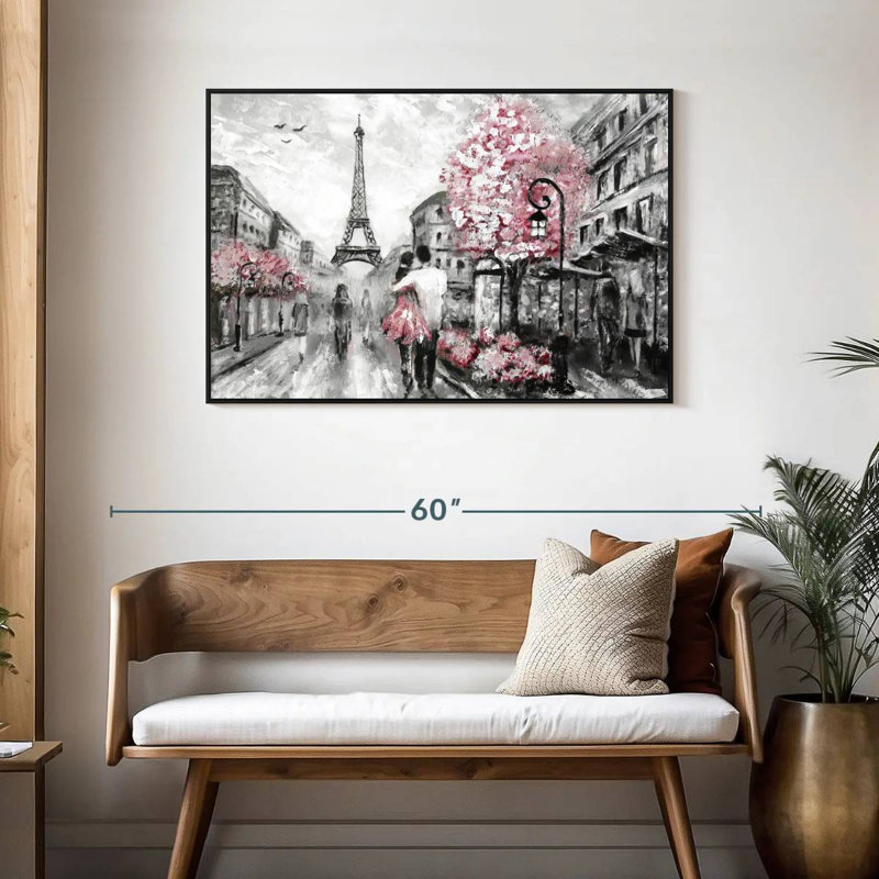 Rose Paris, Cadre flottant noir, 43 po x 29 po