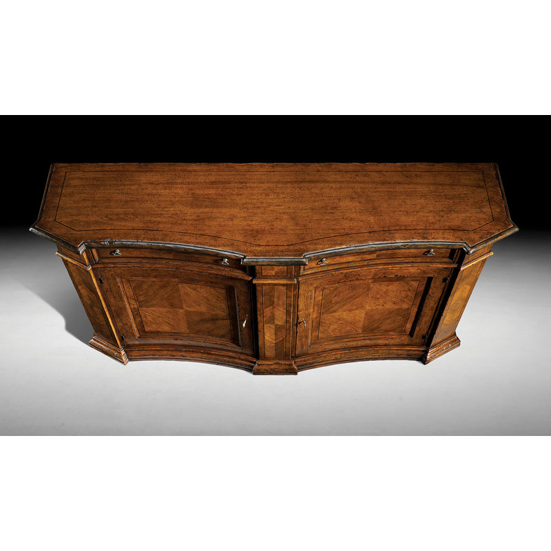 88" Wide 2 Drawer Walnut Wood Sideboard