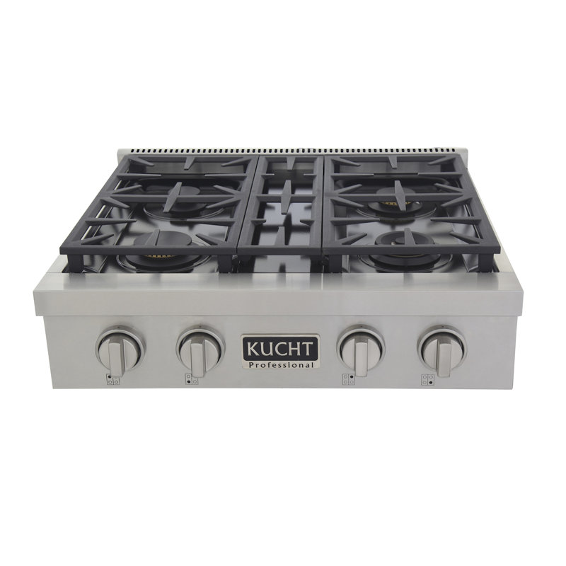 30" 4 Burner Cooktop, Liquid Propane, Classic Silver