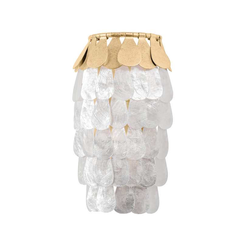 Vintage Gold Leaf Capiz Shade 2-Light Wall Sconce