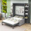 Grand lit escamotable en bois avec lumières et tablettes-731509841