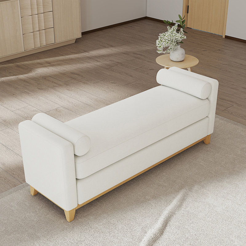 Banc rembourré avec coussins, Beige / Naturel