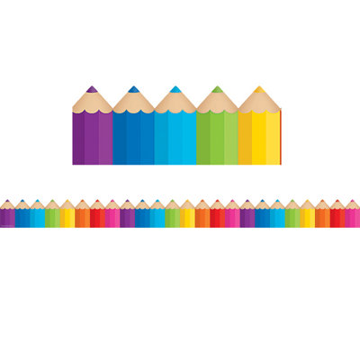 Bordure découpée à la main avec crayons de couleur