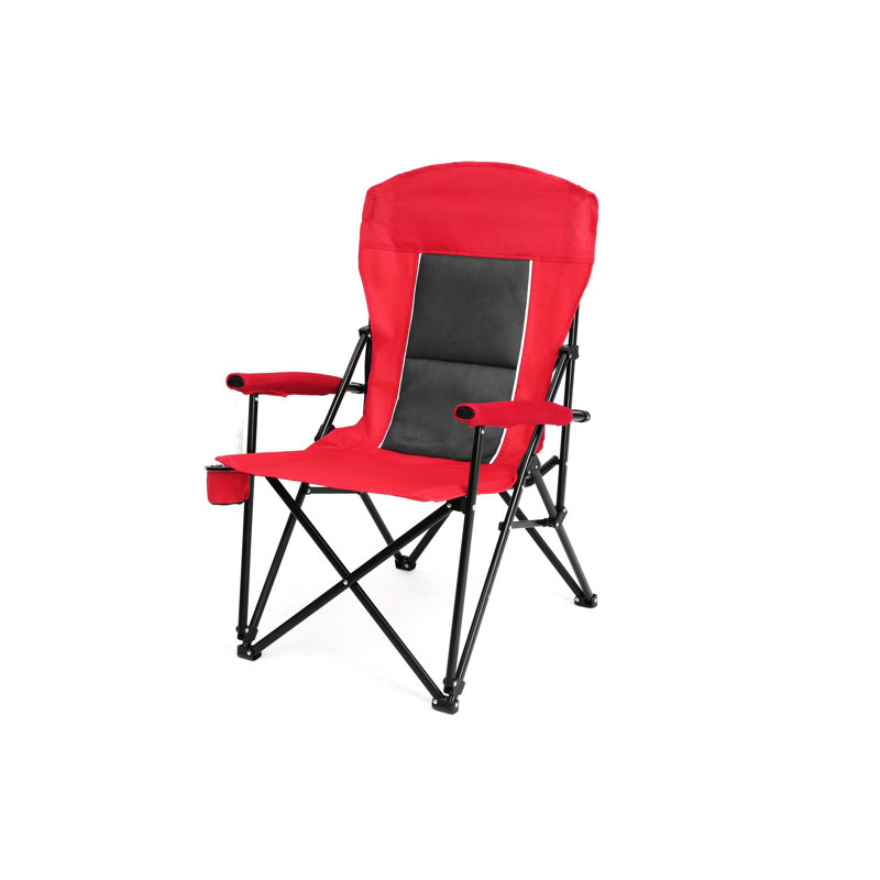 Chaise de camping rouge avec porte-gobelet, limite de poids de 250 lb, pliable pour plus de commodité, extérieur, jardin, patio, capacité extérieure robuste, cadre de camping, utilisation