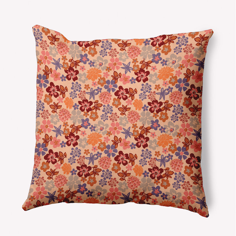  Housse et insert de coussin décoratif en polyester pour intérieur / extérieur E par Design, 18 po x 18 po, Pêche