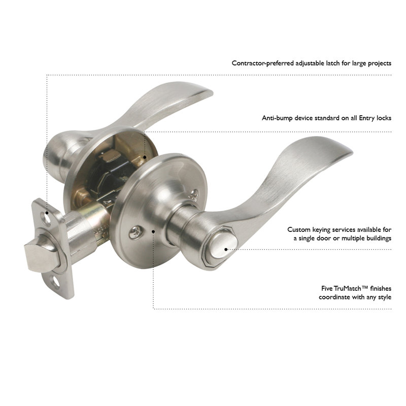 Scroll Lever Keyed Door Lever, Satin Nickel