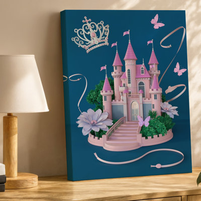 Canvas A Whimsical And Enchanting Scene Featuring A Delicate Pink Background Wall Art Adorned With Soft Pastel Colored Elements In The Canvas Wall Art