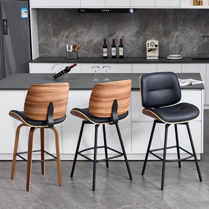 Tabouret de bar et de comptoir pivotant rembourré (ensemble de #), Noir