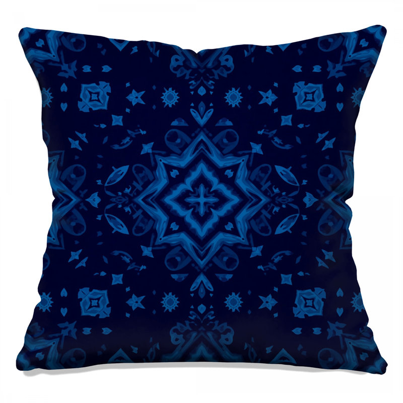 Blue Kaleidoscope Pattern Double Sided Throw Pillows, 14 x 14 inches