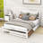 Full Size Platform Bed with Adjustable Trundle-1265971821