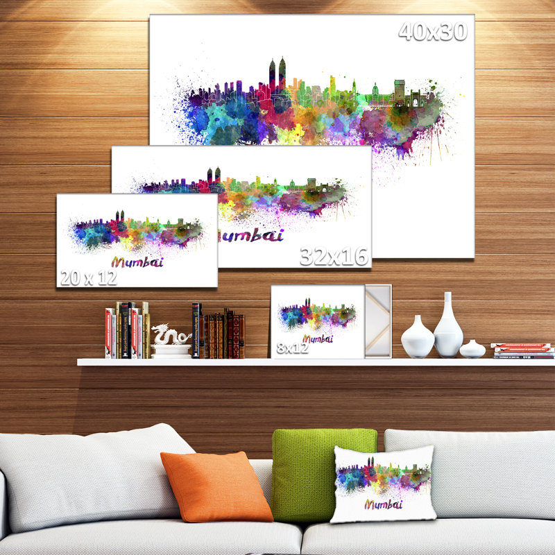 «Mumbai Skyline Cityscape», reproduction d'impression sur toile, H 20 po x l 40 po