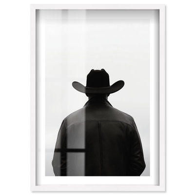 Rider in the Dust Shadowbox Print Western Framed Art by Notoriart, White Frame, 21 x 31