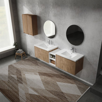 Meuble-lavabo mural sophistiqué avec rangement pratique et design moderne