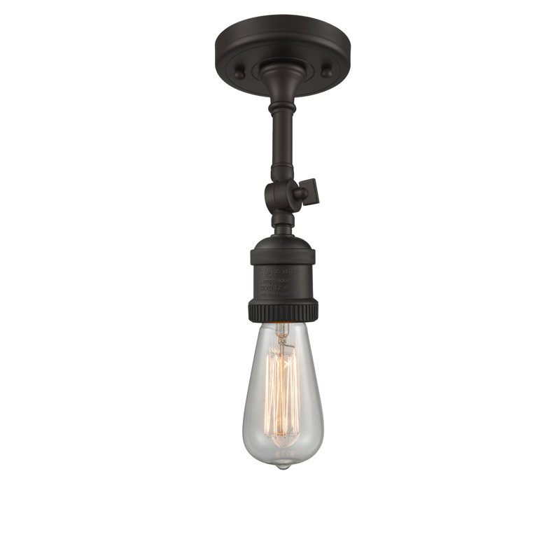 Arguelles Glass Semi Flush Mount, 3 Watt LED Vintage Dimmable Bulb, Oil Rubbed Bronze