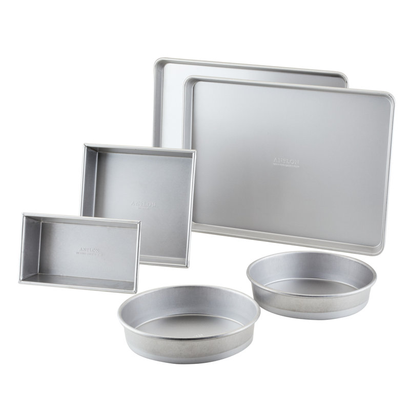 Pro-Bake Bakeware Aluminized Steel Baking Pan Set, 6-Piece, Silver