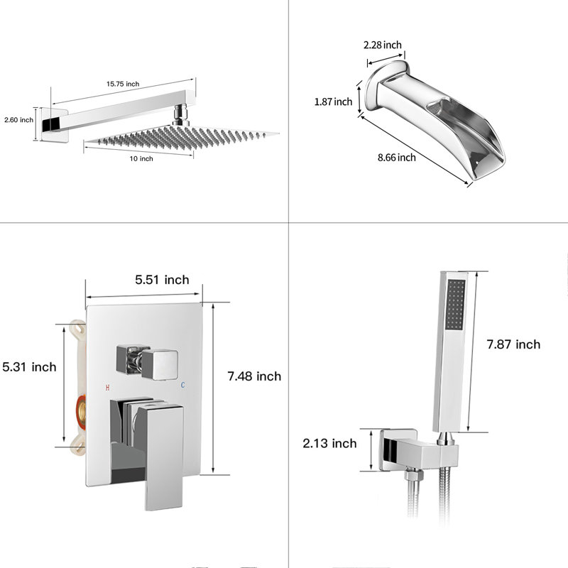 All-In-One Kit with Rough in-Valve, Chrome 