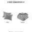Édredon 3 pièces double / grand, style gris, rembourrage de 350 g / m², lavable à la machine, contient et 2 taies décoratives, étiquetées, incluses
