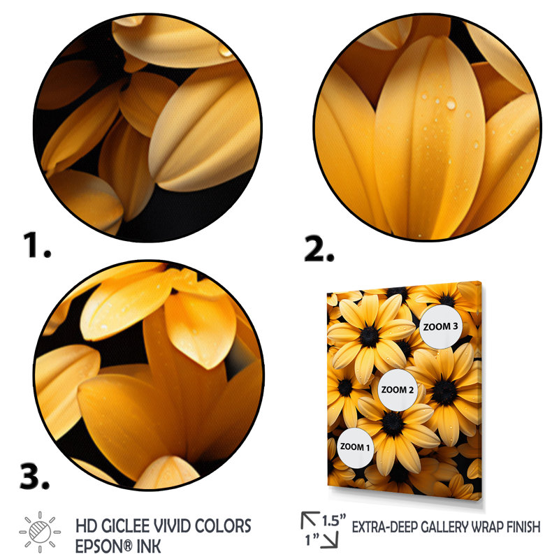 Dunleith Yellow Flowers Harmony - impression, Cadre flottant blanc, H 44 po x l 34 po x P 1,5 po