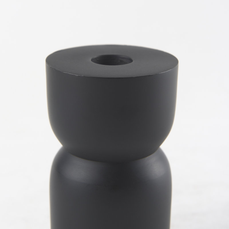 Bougeoir de table en métal, H 5 po x l 2,5 po x P 2,5 po, Noir