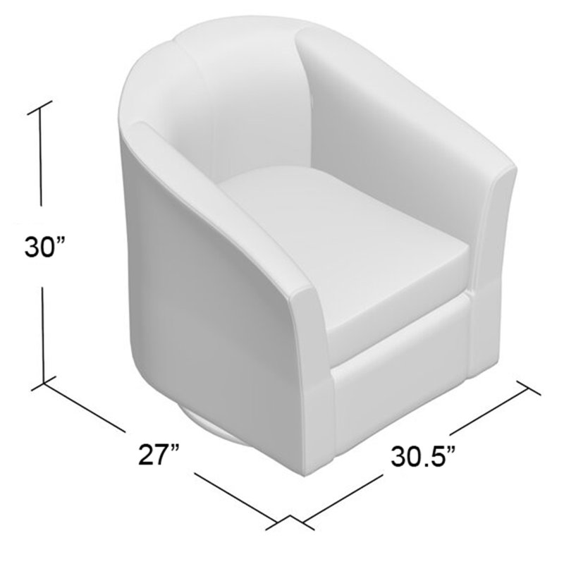 Fauteuil demi-tonneau pivotant de 30,5 cm Hanshaw, Similicuir noir