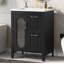 Meuble-lavabo 24 po avec lavabo - armoire en bois massif et panneau de fibres à densité moyenne, 2 tiroirs et 1 porte, tablette réglable-990539712