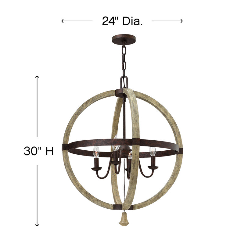 Middlefield 4 - Light Fabric Dimmable Globe Chandelier