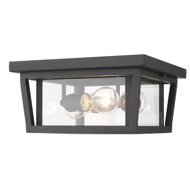Amreet Matte Black 3 - Bulb Outdoor Flush Mount, Oil Rubbed Bronze