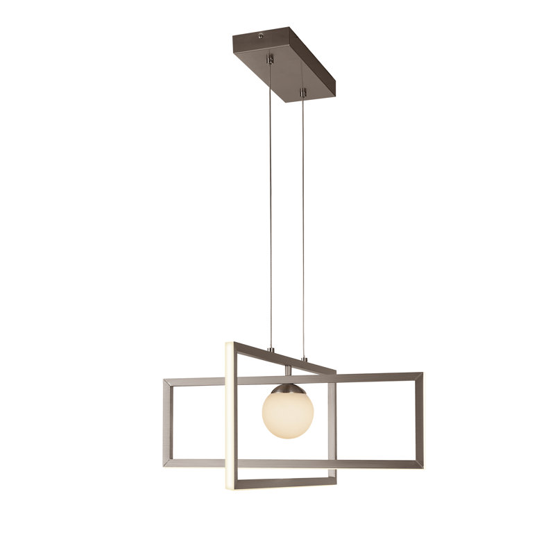 Modern LED Pendant Light Square Contemporary Chandelier Glass Globe Dimmable ETL Listed