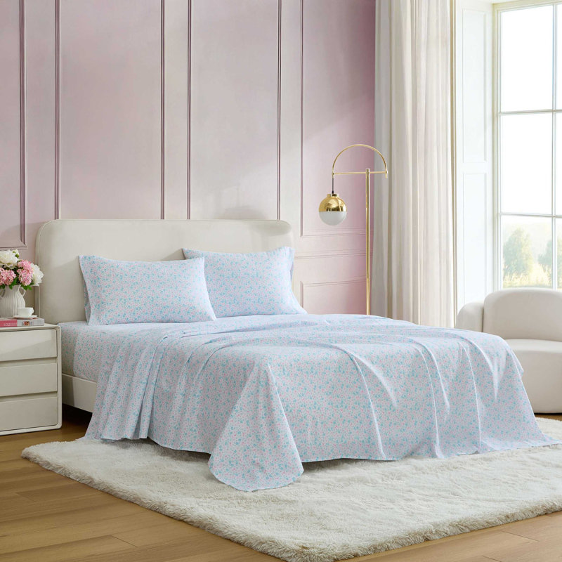 Betsey Johnson Printed Novelty Sheet Sets, Leopard Rosettes Pink, Full Sheet Set with 2 Standard Pillowcases