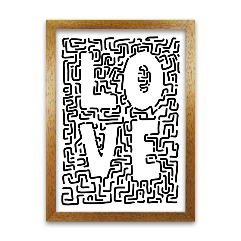 Doodle Love Original - Print, 84cm H x 59cm W x 3cm D, Oak Frame