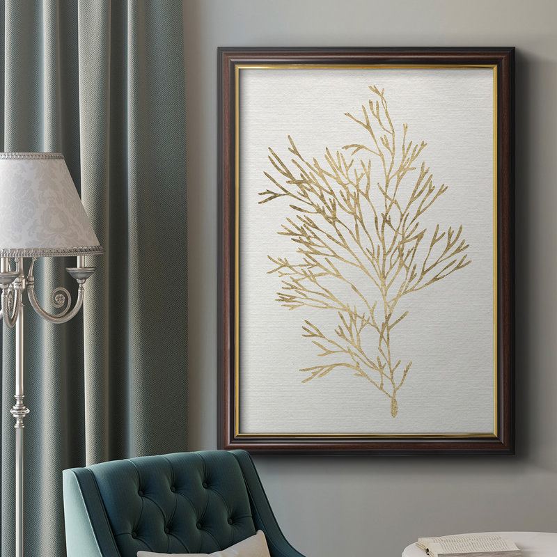 Gilded Algae VII - Peinture sur toile encadrée, H 20 po x l 16 po x P 2,5 po